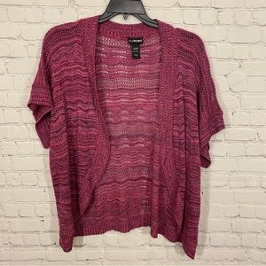 Lane Bryant Womens Shrug Bolero 18/20W Purple Short Sleeve Open Knit Open Front